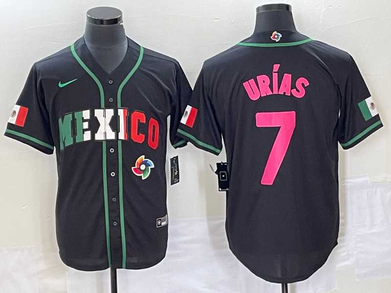 Men%27s Mexico Baseball #7 Julio Urias 2023 Black World Baseball Classic Stitched Jersey1